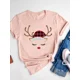 thumbnail image 4 of Camiseta con estampado de dibujos animados para mujer, ropa de manga corta de Navidad, moda de Año Nuevo, camisetas gráficas básicas, 4 of 5