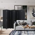 thumbnail image 4 of 6 Panel  Room Dividers Folding Privacy Screen Partitions Room Dividers Wall Foldable Screen Portable Wood Mesh Woven Design Room Separator Screen for Home Office Bedroom Living Room, Black, 4 of 7