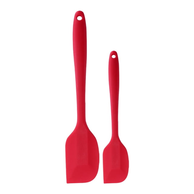Qukaim Grattoir à gâteau en silicone à long manche pour beurre et gâteau, ustensile de cuisine (rouge)