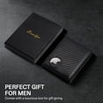 thumbnail image 3 of Mens Wallet for Airtag - Slim Bifold Leather Wallet with Stealth Pocket, ID Window, Card Slots, RFID Blocking for Men Adults（Carbon-Fiber）, 3 of 7