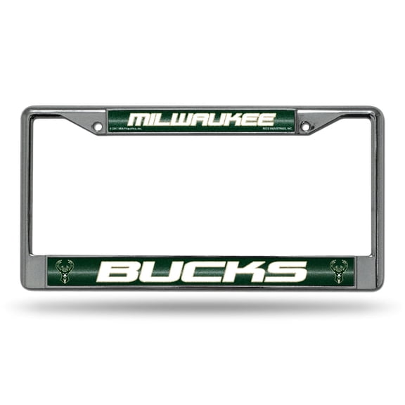 Milwaukee Basketball Bucks Standard Size Chrome License Plate Frame - It Sparkles! - Let's Go!