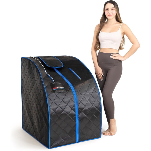 Compact Infrared Home Sauna Kit, Foldable Chair, 1050W Energy-Efficient Heater, Zipped Access, Wired Controller, Up to 140°F, Black