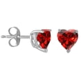 thumbnail image 3 of Heart Garnet Earrings in Sterling Silver ( 5mm ), 3 of 4
