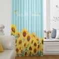thumbnail image 5 of Sunflower Sheer Curtains 54 Inches Long, Yellow Summer Botanical Blue Striped Farmhouse Light Filering Curtains, Breathable Simi Curtain Privacy Drapes for Kitchen Bathroom Small Window Treatment, 5 of 9