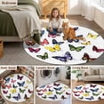 thumbnail image 5 of Butterfly Print Large Round Rug 8 FT, Non Slip Living Room Area Carpet, Modern Colorful Animals Washable Soft Circle Rug Non-Shedding Floor Carpet for Bedroom Office Dining Room, 5 of 9