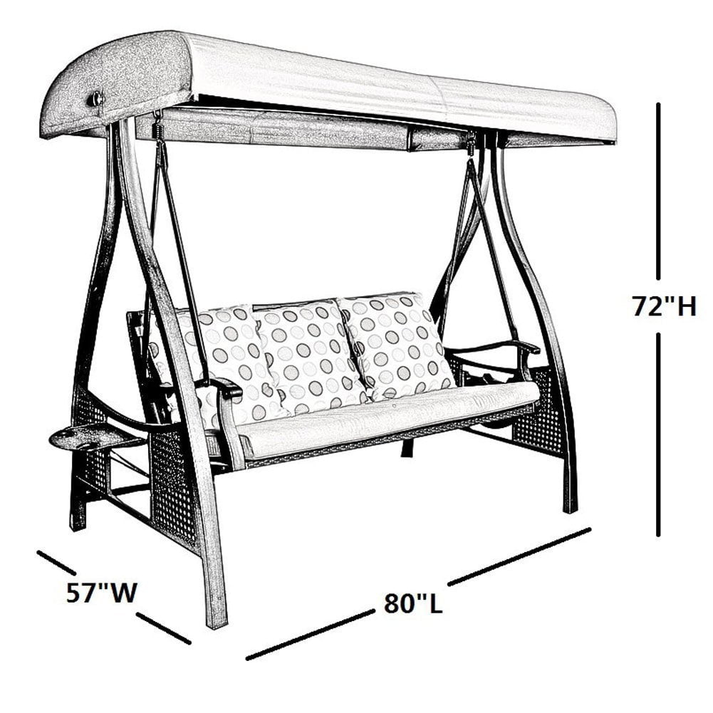 Outdoor Patio Swing Triple Seater Hammock Glider Canopy Triple Seater Hammock Swing Glider