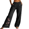 thumbnail image 3 of Delayuji Women's Linen Pants Embroidered Wide Leg Pant Trousers Breathable Loose Cotton Linen Pants, 3 of 6