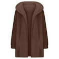 thumbnail image 6 of Huowey Womens Overcoat Soft Wool Fuzzy Hooded Jacket Long Sleeve Casual Open Front Cardigan With Pockets Lightweight Outdoor Dailywear,Brown,XXL, 6 of 7