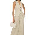 thumbnail image 6 of Summer Sleeveless Women Womens Vest Sets V-neck Vest Blazer & Wide Leg Pants, 6 of 7