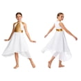 thumbnail image 4 of Aislor Girls Praise Dance Liturgical Worship Lyrical Dress Shiny Metallic Asymmetrical Chiffon Celebration White 14, 4 of 7