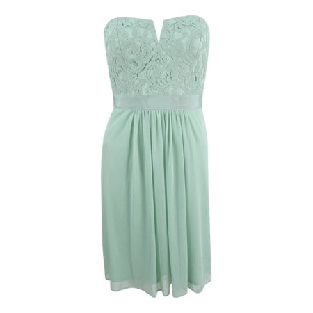 ADRIANNA PAPELL Womens Green Strapless Knee Length A-Line Prom Dress Size: 14