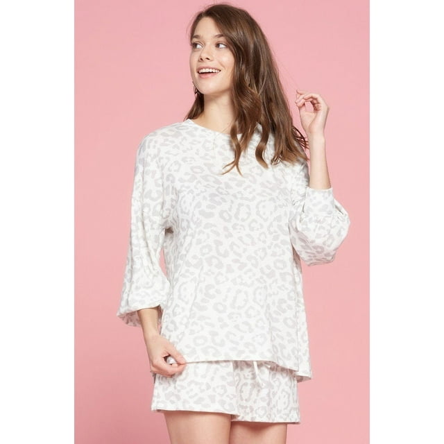 Ensemble de Détente en Tricot Imprimé Léopard