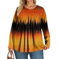 thumbnail image 5 of Xyxonk Womens Plus Size Tops Long Sleeve Shirts Pleated Crew Neck Loose Fit Blouses Fall Fashion Vintage Floral Print Clothes Saffron 1X-5X, 5 of 5