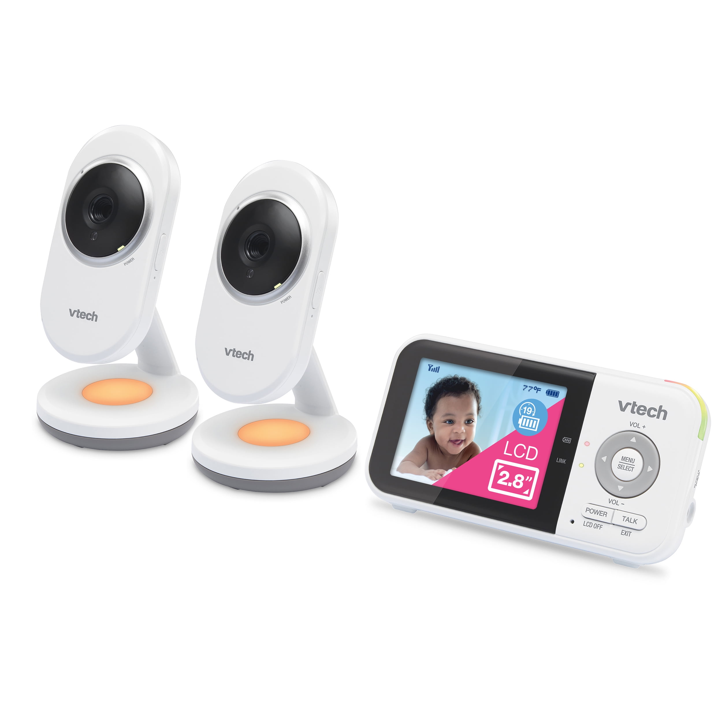 VTech VM3254-2 Video Baby Monitor – 2.8″ LCD, Display Night-Light, Temperature Sensor & 1,000 ft Range