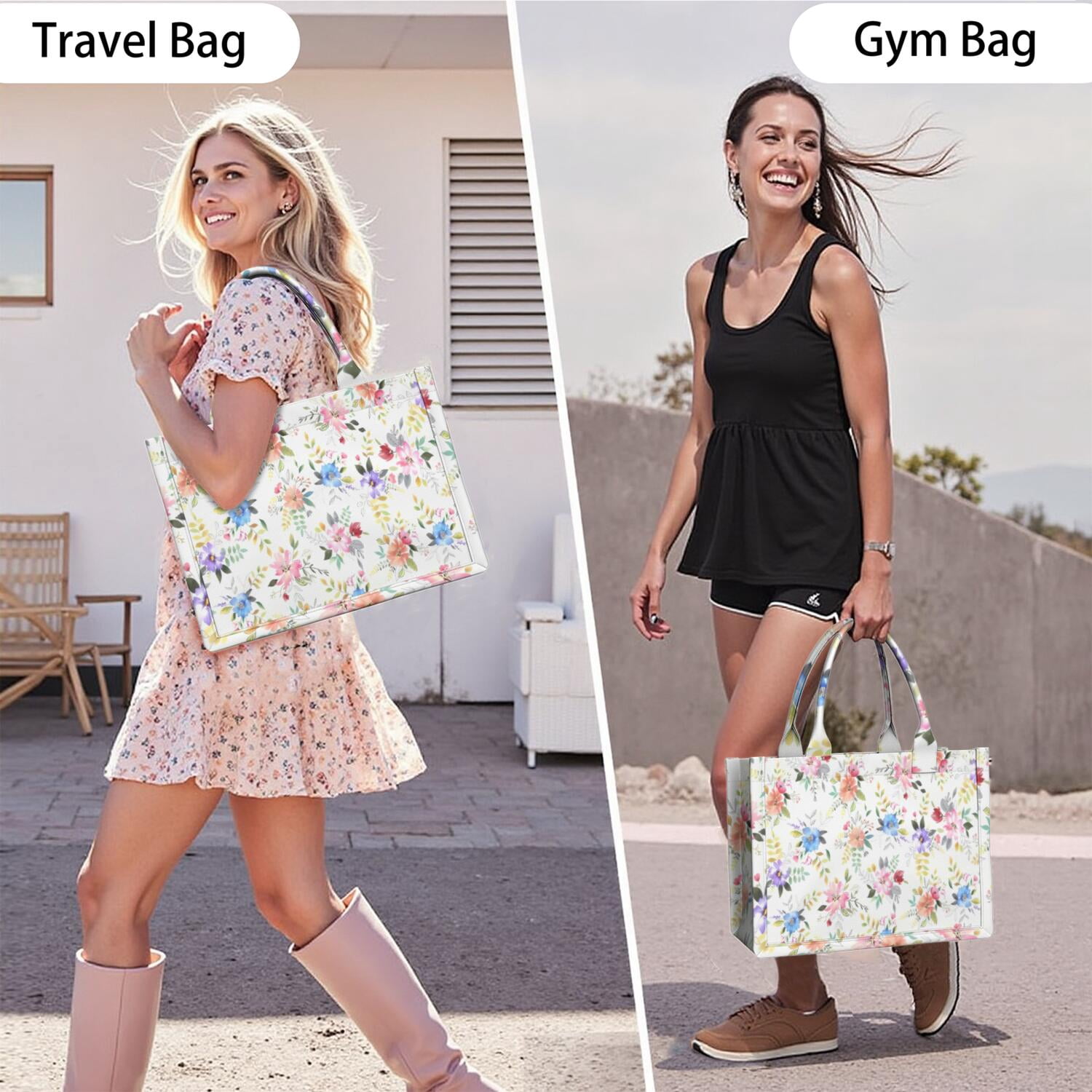 Large Capacity Tote Bag,Pioneer Flower Floral Print Pattern Handbag Fashion Luxury Tote Bag,15.7"x13"x 5.1" Inches,Laptop Compatible