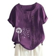 thumbnail image 2 of iHengLiXing 2025 Plus Size Spring Tops for Womens Dressy Casual Fashion women Rounk Neck Short Sleeve Blouse T-Shirt Printing Loose Purple XXL, 2 of 4