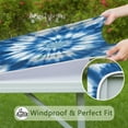 thumbnail image 6 of Blue White Tie Dye Spiral Pattern Square Fitted Tablecloth with Elastic Edge,Square Table Cover,Washable Elastic Table Cover for Home Kitchen Party Decor 36"x36", 6 of 6
