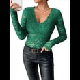 thumbnail image 1 of Blusas de Larga para Mujer, Elegantes, con Encaje de Crochet, Bordadas y Caladas, Moda 2025. Verde M, 1 of 7
