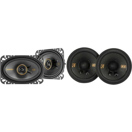 Kicker 51KSC4604 KS-Series 4x6" Coaxial Speakers with .5" tweeters w/ 51KSC2704 2.7" Bundle