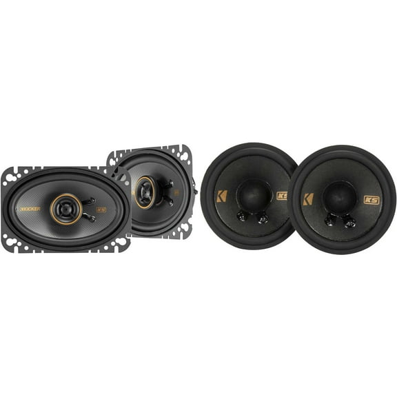 Kicker 51KSC4604 KS-Series 4x6" Coaxial Speakers with .5" tweeters w/ 51KSC2704 2.7" Bundle