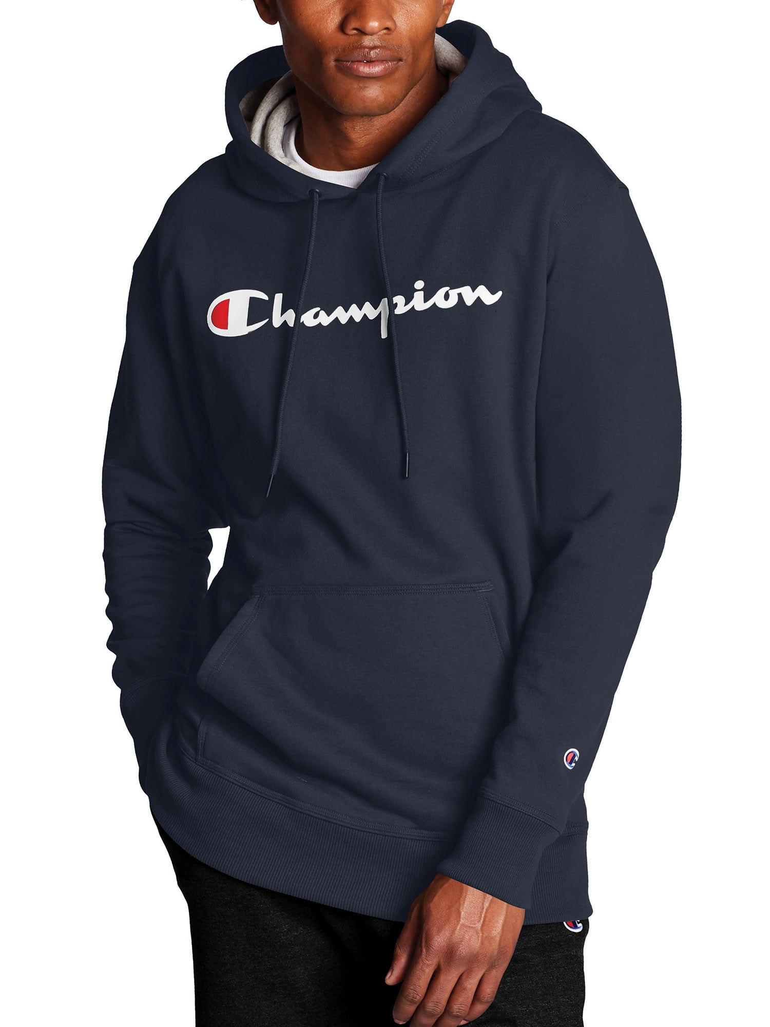 Champion Men's Powerblend Fleece Graphic Script Logo Pullover Hoodie, up to  Size 2XL