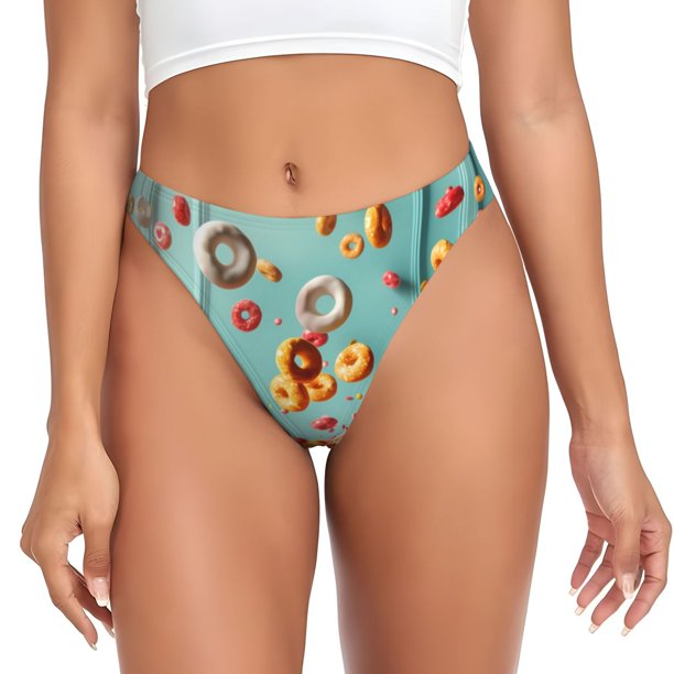 Balery Floating Colorful Cereal Tangas de Algodón para Mujer con Estampado – Ropa Interior Sexy, Transpirable, G-string-4X-Large