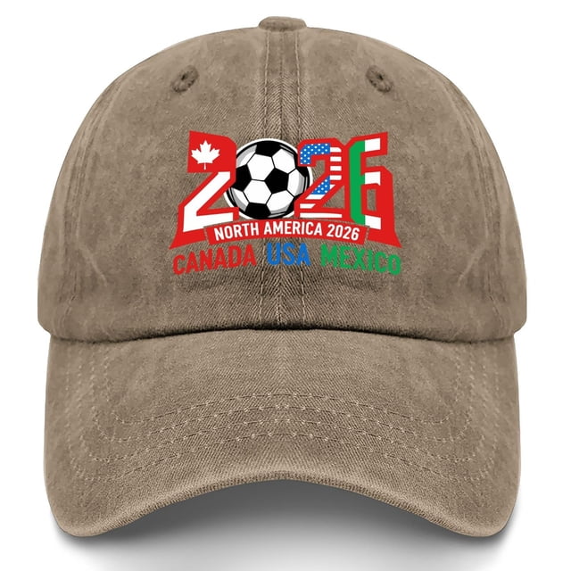 Gorra de los países anfitriones de la Copa Mundial 2026 – Gorra de aficionados al fútbol de EE. UU., Canadá y México con correa ajustable.