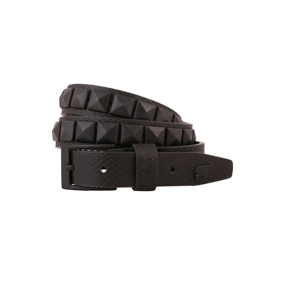 Single Stud Leather Belt [Black Snakeskin]