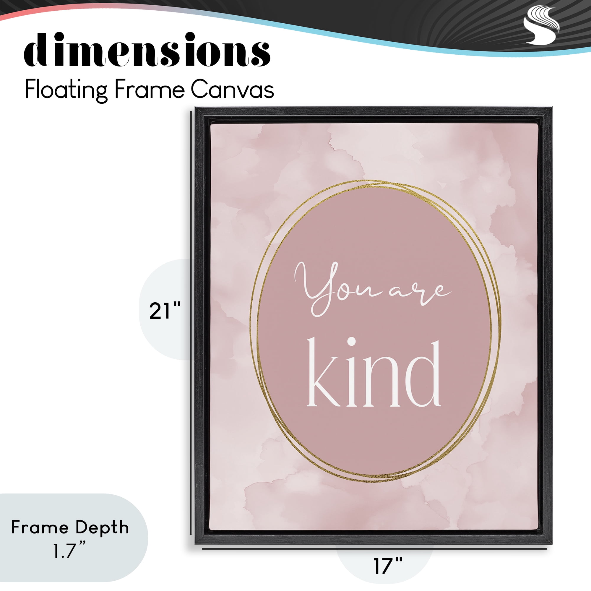 Stupell Industries Pink Golden Affirmation Black Framed Floater Canvas Wall Art, design by Christine Simpson Art