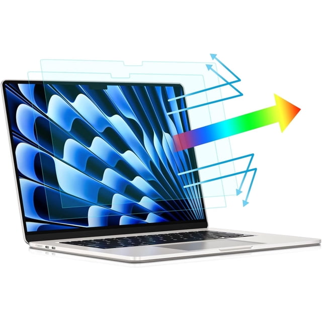 Protector de pantalla para MacBook Air de 15 pulgadas (2024/2023, M3/M2), paquete de 2 (antiluz azul, antirreflejos)