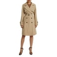 thumbnail image 2 of Gupgi Gabardina de doble botonadura para mujer, abrigo clásico con solapa y cinturón,Khaki, 2 of 9