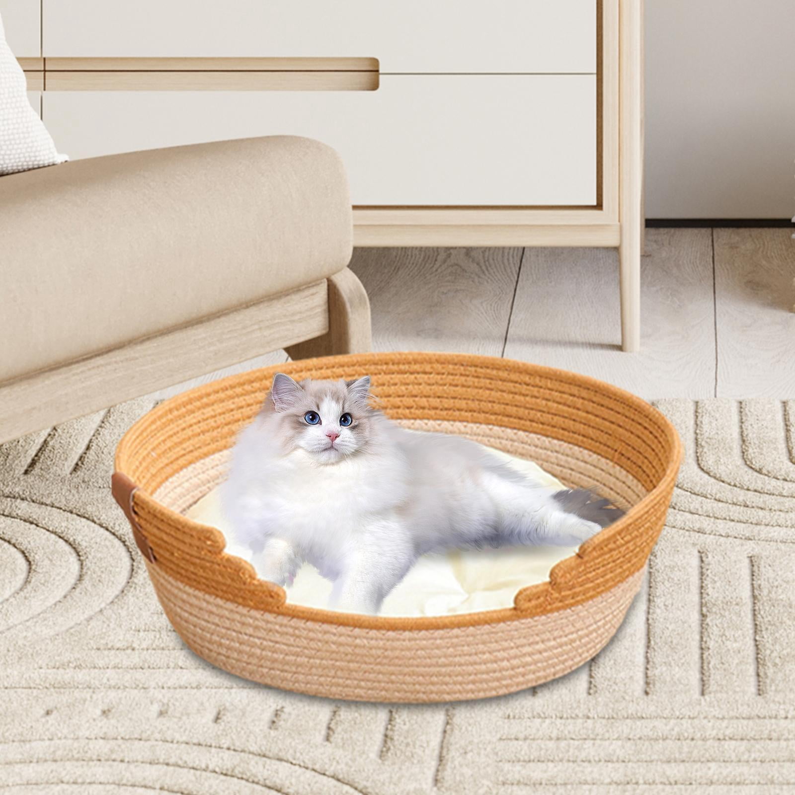 Bvdfgk Cat Bed Basket Dog Bed with Cushion Breathable Portable Scratch Resistant Lounge XL