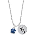 thumbnail image 1 of Delight Jewelry Silvertone Small Royal Blue Paw Silvertone Script Initial Disc - G - Charm Necklace, 20"+3", 1 of 4