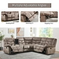 thumbnail image 3 of Bonzy Home Reclining Chair Sofa with Center Console, Hidden Storage & Cup Holders 5‑Seat Couch for Living Room & Meeting Room Camel, 3 of 7