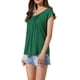 thumbnail image 4 of Túnicas INSPIRE CHIC para mujeres, blusas casuales de verano con mangas cortas, frente plisado, cuello redondo, 2XL, verde oscuro, 4 of 6