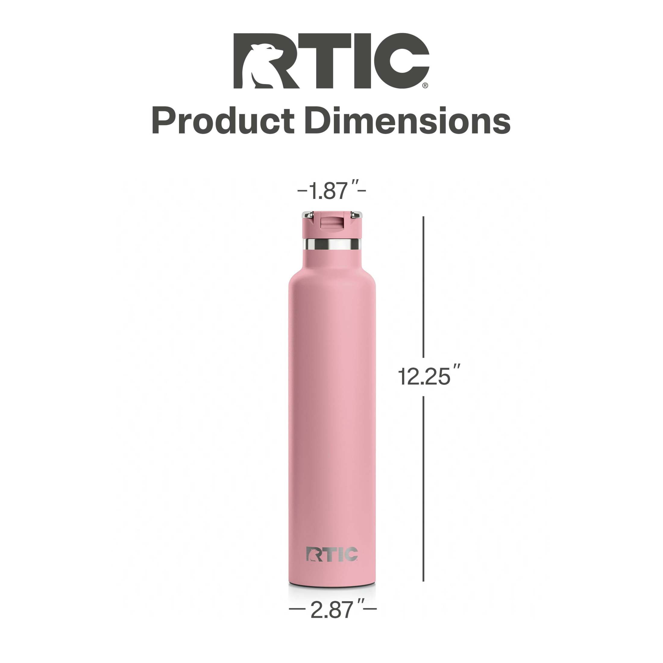 RTIC 26 oz Ceramic Lined Insulated Journey Water Bottle, Leak-Proof Lid, Dusty Rose