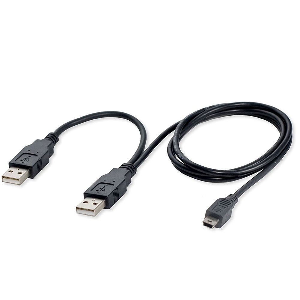 Dual Usb 2.0 To Usb Mini 5-Pin Type B X1 Y Data Power Cable - Walmart.com