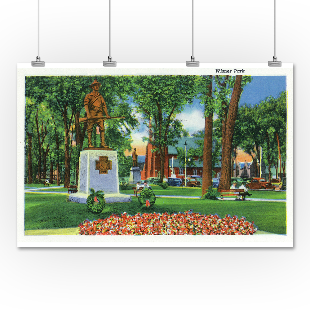 Elmira, New York View of Monument at Wisner Park (36x54 Giclee