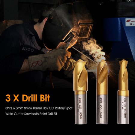 HSS Cobalt Spot Weld Cutter Drill Bit Set – 6.5mm/8mm/10mm, Gold/Silver Plated, Countersink Bit For Metal Fabrication & Auto Repair