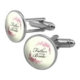 thumbnail image 1 of Wedding Floral Father of the Bride Round Cufflink Set Silver Color, 1 of 5