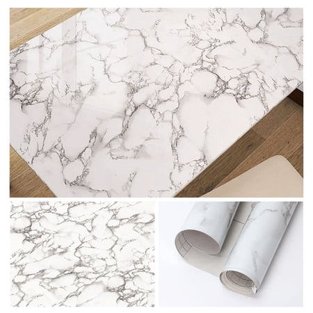 Tripumer Contact Paper Marble Wallpaper Peel and Stick Wallpaper Self Adhesive Wall Paper for Cabinet Countertop Kitchen Bathroom White