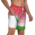 thumbnail image 3 of Picia Watermelon pattern Mens Swim Trunks with Compression Liner Stretch Beach Shorts Quick Dry with Zipper Pockets No-Chafing Board Shorts-3X-Large, 3 of 9