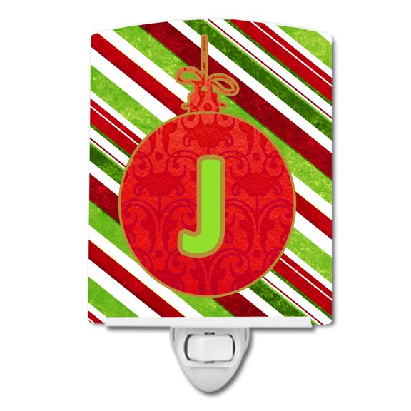 Caroline's Treasures CJ1039-JCNL Christmas Oranment Holiday Initial Letter J Ceramic Night Light, 6x4x3", multicolor