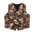 thumbnail image 4 of Garronmavis Cute Brown Camo Boys Suit Vest Comfortable V Neck Waistcoat with Pocket Warm 3-button Single Breasted Closure & 2 Slit Pockets Lightweight Adjustable Back Strap Vest, 4 of 7