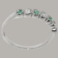 thumbnail image 4 of LBG British Made Solid 18k White Gold Natural Diamond & Emerald Womens Anniversary Ring - 33 size options - Size 12, 4 of 9