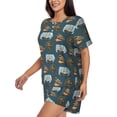 thumbnail image 2 of Fotbe Miniature Ship In Bottle Print Pajama Set for Women 2 Piece Loungewear Short Sleeve Tops and Shorts Set Soft Sleepwear-XX-Large, 2 of 7