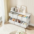 thumbnail image 2 of AOWOS Dresser TV Stand with 10 Drawers Dresser for Bedroom, White Chests of Drawers TV Console with Leather Finish for Living Room Bedroom, 2 of 7