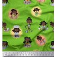 thumbnail image 1 of Soimoi Green Modal Satin Fabric Circle,Cook & Working Girl Decor Fabric Printed Yard 42 Inch Wide, 1 of 3