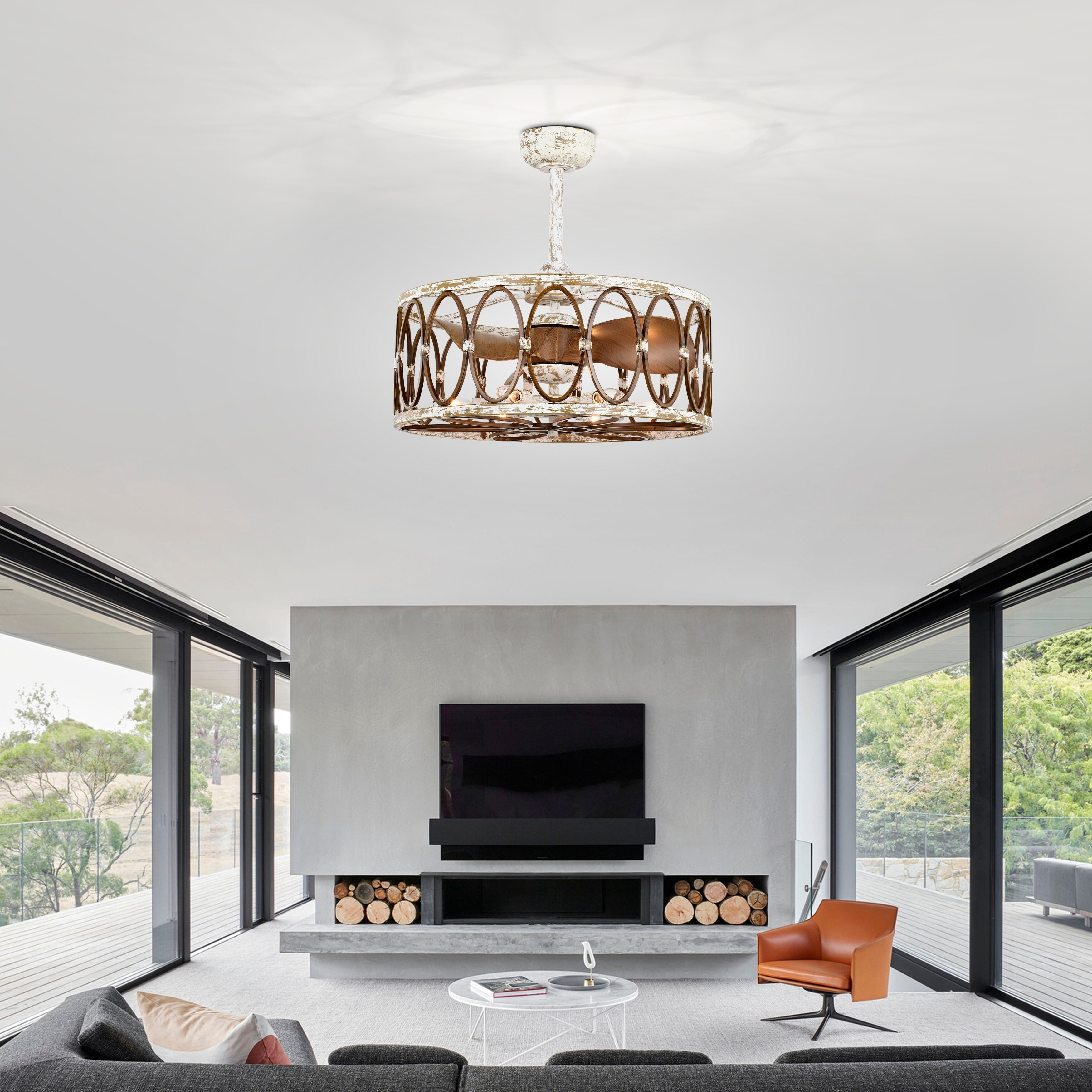 Kolleen 24 in. Indoor White Finish Ceiling Fan with Light Kit and Remote