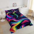 thumbnail image 4 of Erosebridal Ombre Stripes Comforter Sets Queen Size,Gradient Lines Bedding Queen Comforter Set,Abstract Bedroom Decor,Reversible,3Pcs, 4 of 8